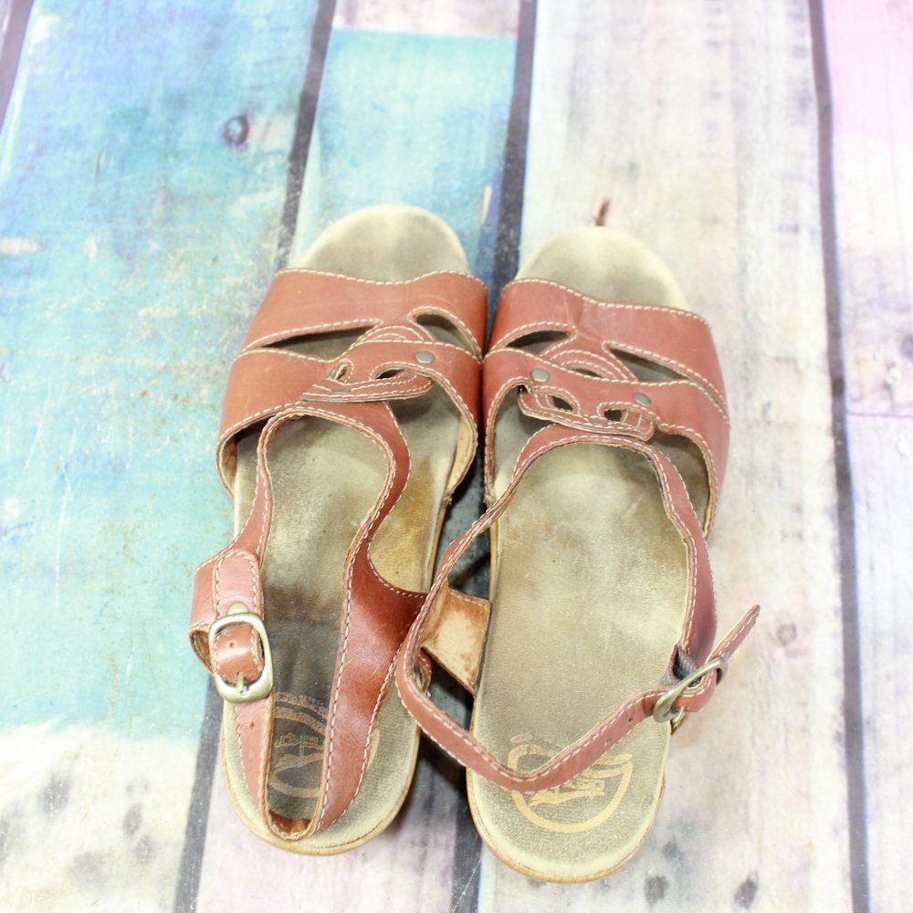 Dansko Brown Leather Studded Ankle Buckle Strap Sandals Size US 11 - Picture 6 of 9